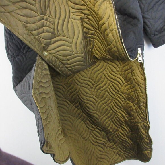 Anne Fontaine Genes Quilted Reversible Coat Women 40 Black Gold Long Luxury 1166 - Picture 8 of 16
